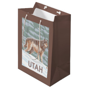 Sac Cadeau Moyen Loup gris StandingUtah