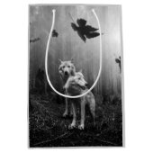 Sac Cadeau Moyen Loups merveilleux Noir et Blanc Leaf nous seul (Devant)