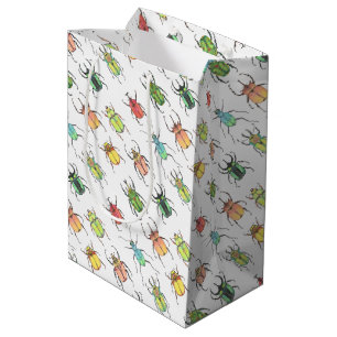 Sac Cadeau Moyen Love Bugs Aquarelle Beetles avec Coeurs Valentine