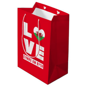 Sac Cadeau Moyen Love Cymru Am Byth Wales Drapeau Gallois Racines V