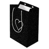 Sac Cadeau Moyen Love Heart White Parties scintillant Valentine's M (Dos Angle)