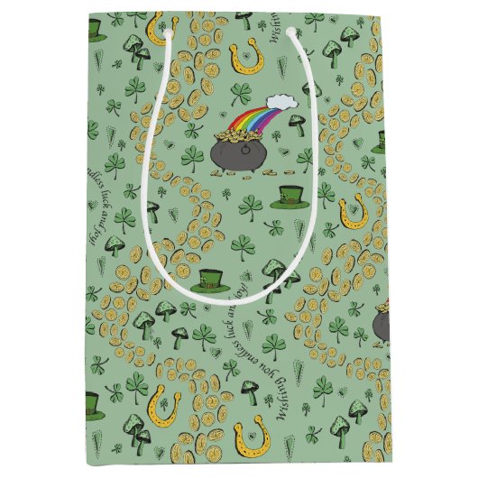 Sac Cadeau Moyen Lucky Jour de la Saint Patrick Luck & Joy (Devant)