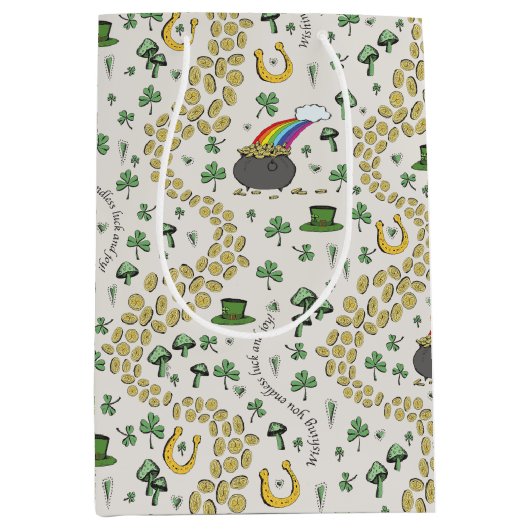 Sac Cadeau Moyen Lucky Jour de la Saint Patrick Luck & Joy (Devant)