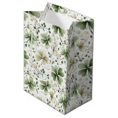 Sac Cadeau Moyen Lucky Shamrocks Clovers St. Patrick’s Day (Devant Angle)