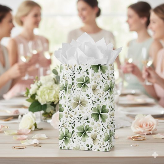 Sac Cadeau Moyen Lucky Shamrocks Clovers St. Patrick’s Day