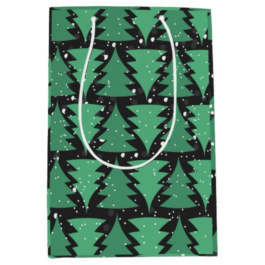 Sac Cadeau Moyen Lumières Boho Arbre Vert (Devant)