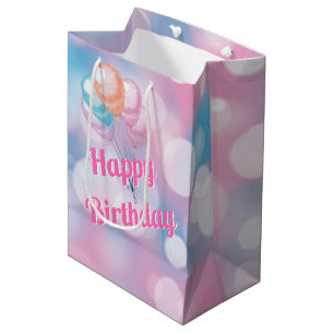Sac Cadeau Moyen Lumières de fête à bokeh d'anniversaire