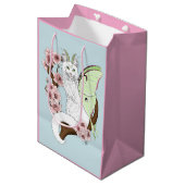 Sac Cadeau Moyen Luna Moth Moth Blanc Chat Vert (Devant Angle)
