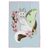 Sac Cadeau Moyen Luna Moth Moth Blanc Chat Vert (Dos)