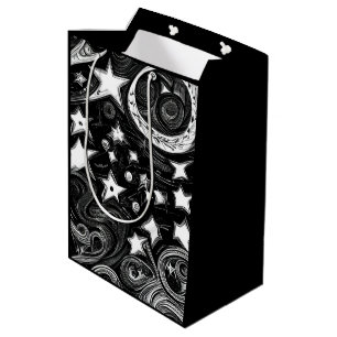Sac Cadeau Moyen Lune Abstraite Et Étoiles