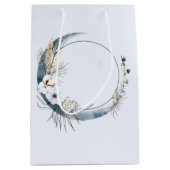 Sac Cadeau Moyen Lune de croissant bleu avec fleurs blanches (Devant)