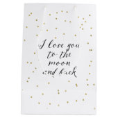 Sac Cadeau Moyen Lune et confettis arrières d'or (Dos)