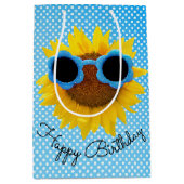 Sac Cadeau Moyen Lunettes de soleil Aqua sur tournesol (Devant)