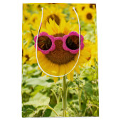 Sac Cadeau Moyen Lunettes De Soleil Roses Sur Tournesol (Devant)