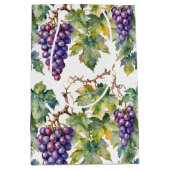 Sac Cadeau Moyen Lush Watercolor Purple Grape Vine Pattern (Devant)