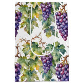 Sac Cadeau Moyen Lush Watercolor Purple Grape Vine Pattern (Dos)