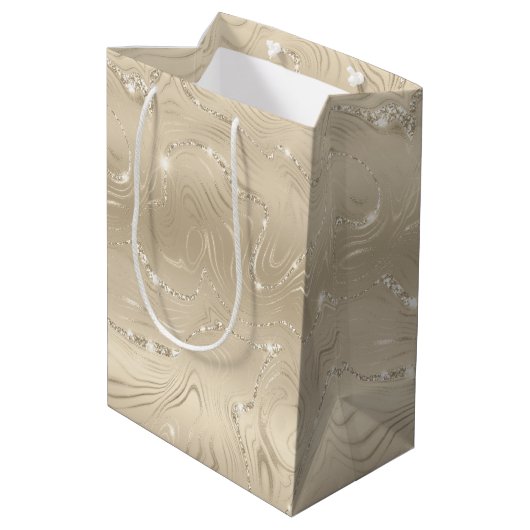 Sac Cadeau Moyen Luxe Champagne Arrière - plan Parties scintillant (Dos Angle)