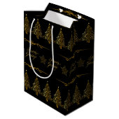 Sac Cadeau Moyen Luxe Elegant Black Gold sapin de Noël (Dos Angle)