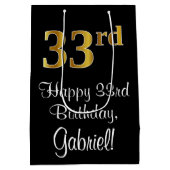 Sac Cadeau Moyen Luxueux, élégant, Faux Gold Look 33e anniversaire (Dos)