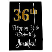 Sac Cadeau Moyen Luxueux, élégant, Faux Gold Look 36e anniversaire (Dos)