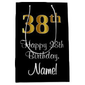 Sac Cadeau Moyen Luxueux, élégant, Faux Gold Look 38e anniversaire (Devant)