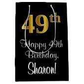 Sac Cadeau Moyen Luxueux, élégant, Faux Gold Look 49e anniversaire (Devant)