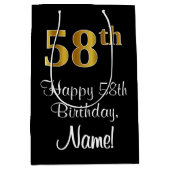 Sac Cadeau Moyen Luxueux, élégant, Faux Gold Look 58e anniversaire (Devant)