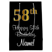 Sac Cadeau Moyen Luxueux, élégant, Faux Gold Look 58e anniversaire (Dos)