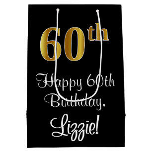 Sac Cadeau Moyen Luxueux, élégant, Faux Gold Look 60e anniversaire