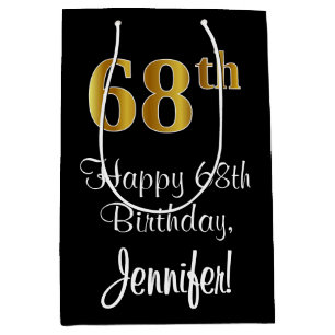 Sac Cadeau Moyen Luxueux, élégant, Faux Gold Look 68e anniversaire