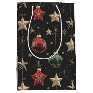 Sac Cadeau Moyen Luxueux ornement de Noël et étoile d'or