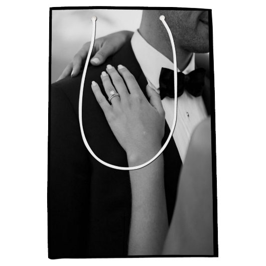 Sac Cadeau Moyen Luxury Black & White Wedding Gift Bag (Devant)