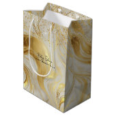Sac Cadeau Moyen Luxury Ivory Marble and Gold Glitter (Dos Angle)