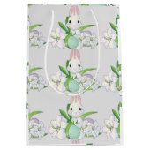 Sac Cadeau Moyen Lys blancs lapins de Pâques (Devant)