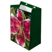 Sac Cadeau Moyen Lys roses fleurs tropicales roses rose (Devant Angle)