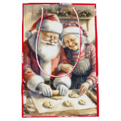 Sac Cadeau Moyen M. et Mme Claus Baking Cookies Noël (Devant)