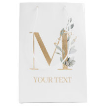 M Monogramme Floral Personnalisé Moyen Cadeau