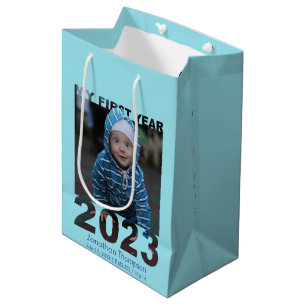 Sac Cadeau Moyen Ma première année 2023 Découpe moderne bébé photo