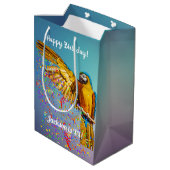 Sac Cadeau Moyen Macaw bleu et jaune lance Confetti (Dos Angle)