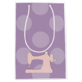 Sac Cadeau Moyen Machine à coudre, Aiguille, Épingles, Pois (Devant)