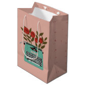 Sac Cadeau Moyen Machine à écrire à fleurs (Devant Angle)