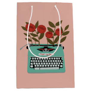 Sac Cadeau Moyen Machine à écrire à fleurs