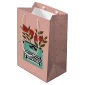 Sac Cadeau Moyen Machine à écrire à fleurs (Dos Angle)