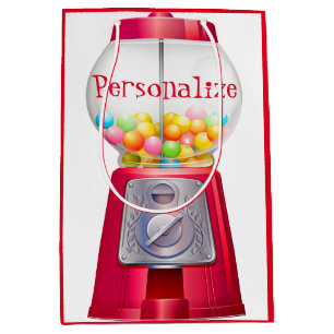 Sac Cadeau Moyen Machine à gumball bublegum vintage joli parti roug