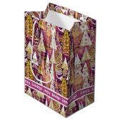 Sac Cadeau Moyen Magenta Gold Noël Joyeux Motif#25 ID1009 (Devant Angle)