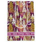 Sac Cadeau Moyen Magenta Gold Noël Joyeux Motif#25 ID1009 (Dos)