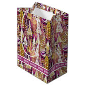 Sac Cadeau Moyen Magenta Gold Noël Joyeux Motif#25 ID1009 (Dos Angle)