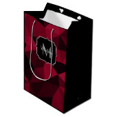 Sac Cadeau Moyen Magenta rose rouge noir géométrie motif Monogramme (Devant Angle)