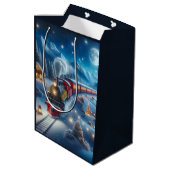 Sac Cadeau Moyen Magical Snowy Christmas Train Winter Scene (Dos Angle)
