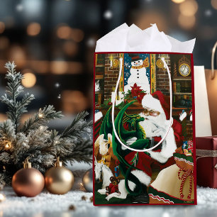 Sac Cadeau Moyen Magique Fantaisie de Noël Santa Dragon Yule Cosy